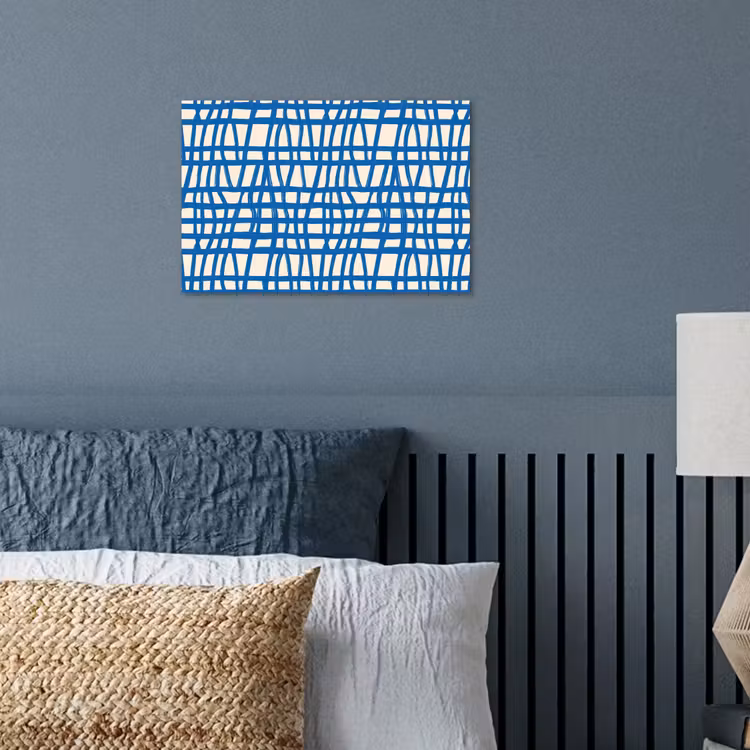 Poster - Ruitpatroon - Blauw - Crème — 3