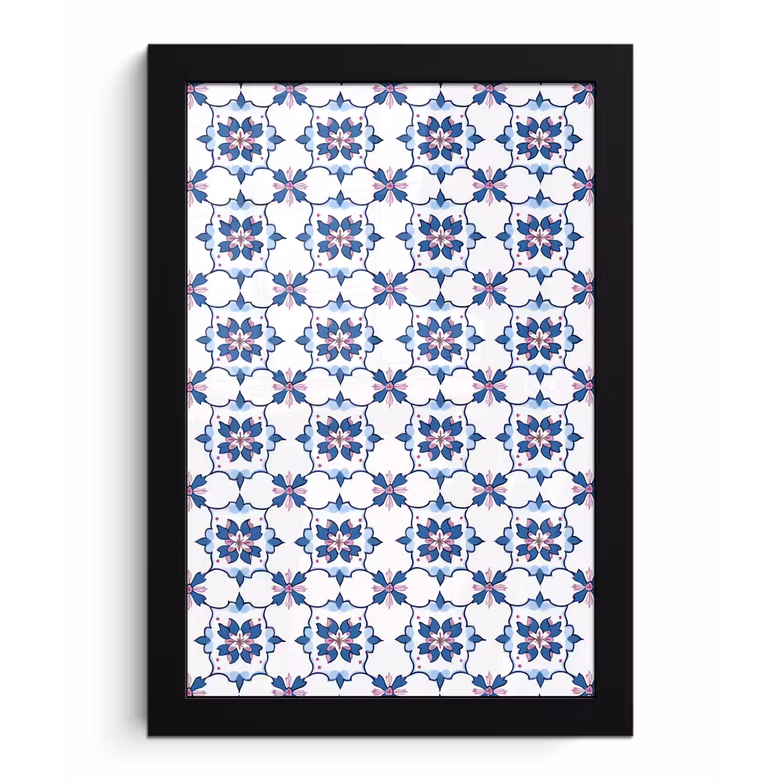 Poster met lijst - Modern - Patroon - Blauw - Roze — 1