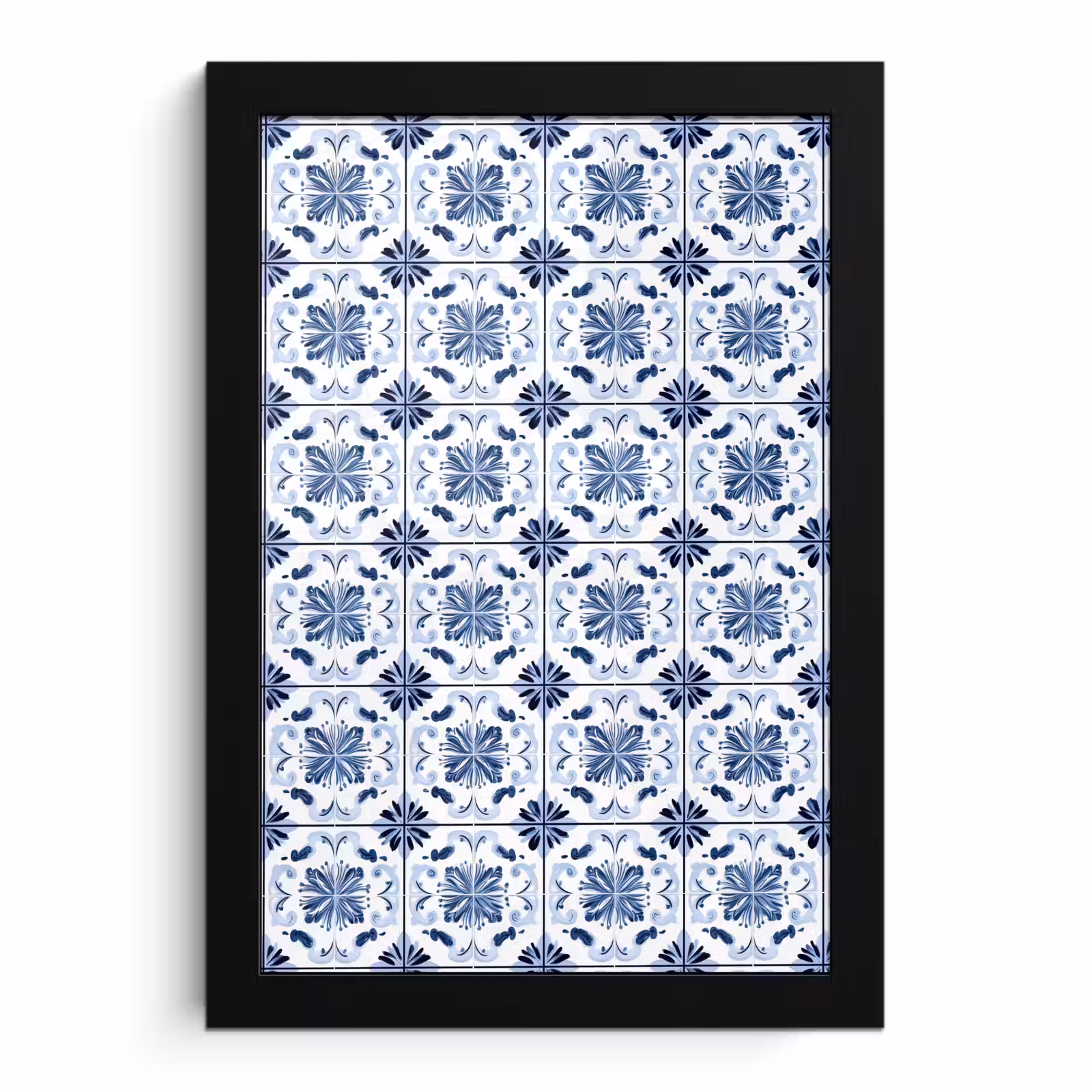 Poster met lijst - Patroon - Tegel - Blauw — 1