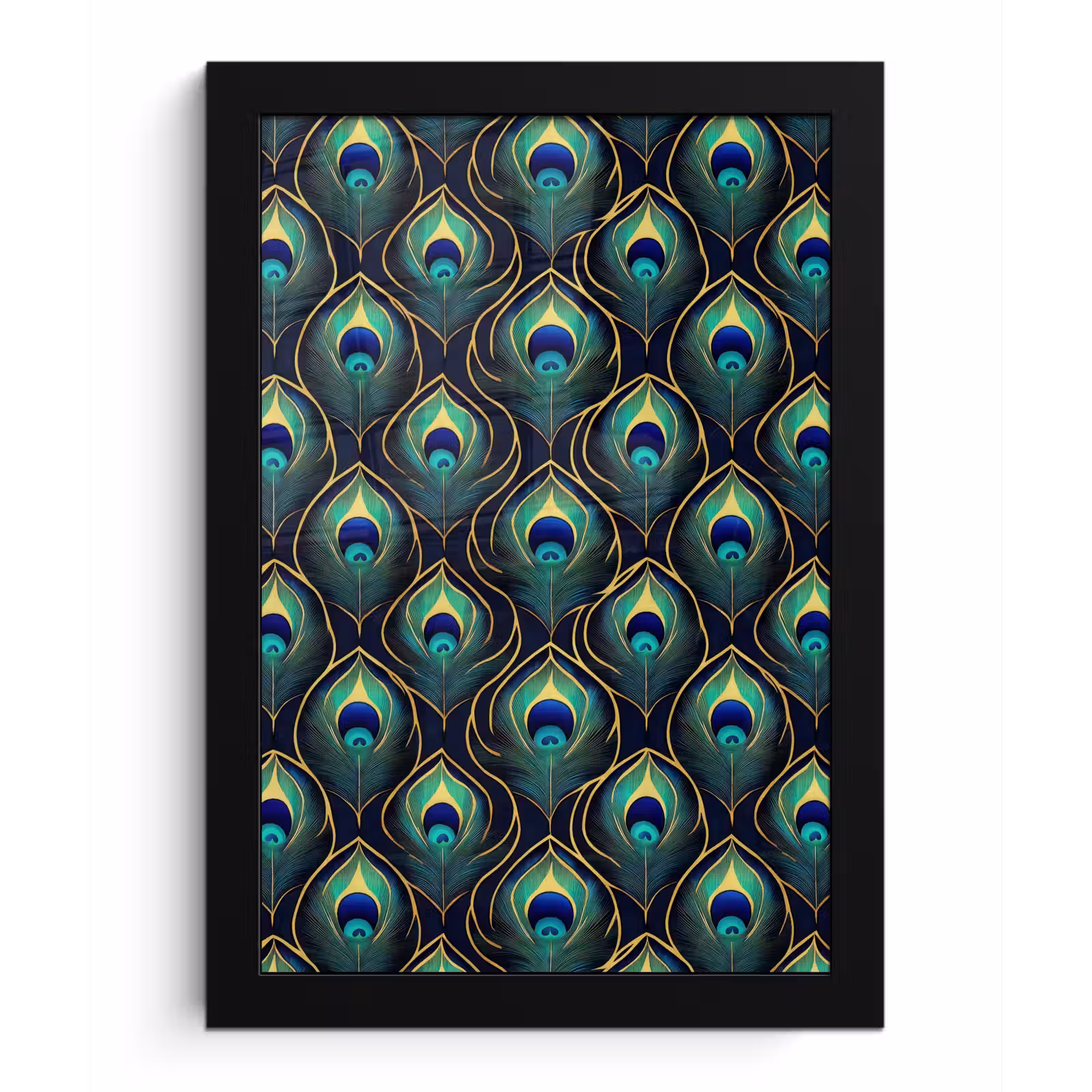 Poster met lijst - Pauw - Veren - Groen — 1