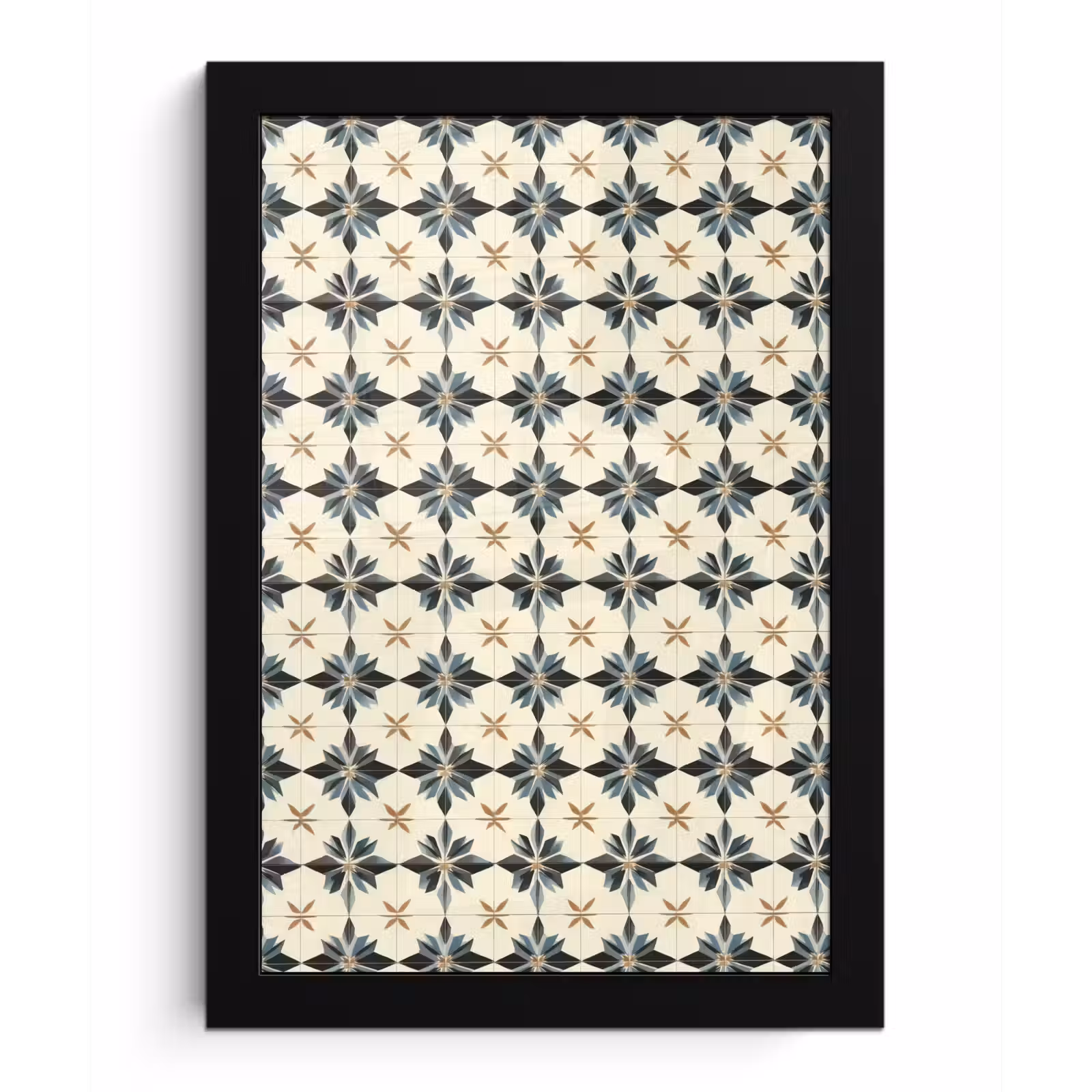 Poster met lijst - Sierlijk - Ornament - Blauw — 1
