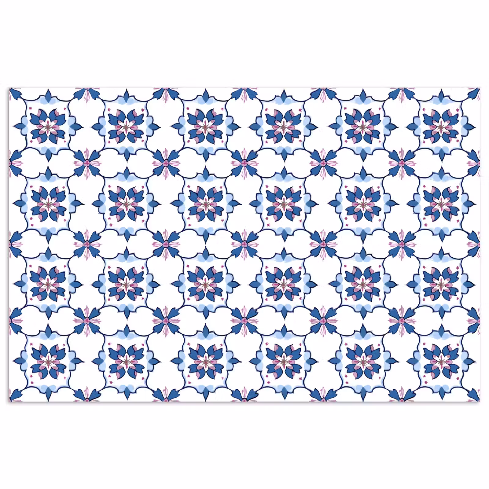 Poster - Modern - Patroon - Blauw - Roze — 1