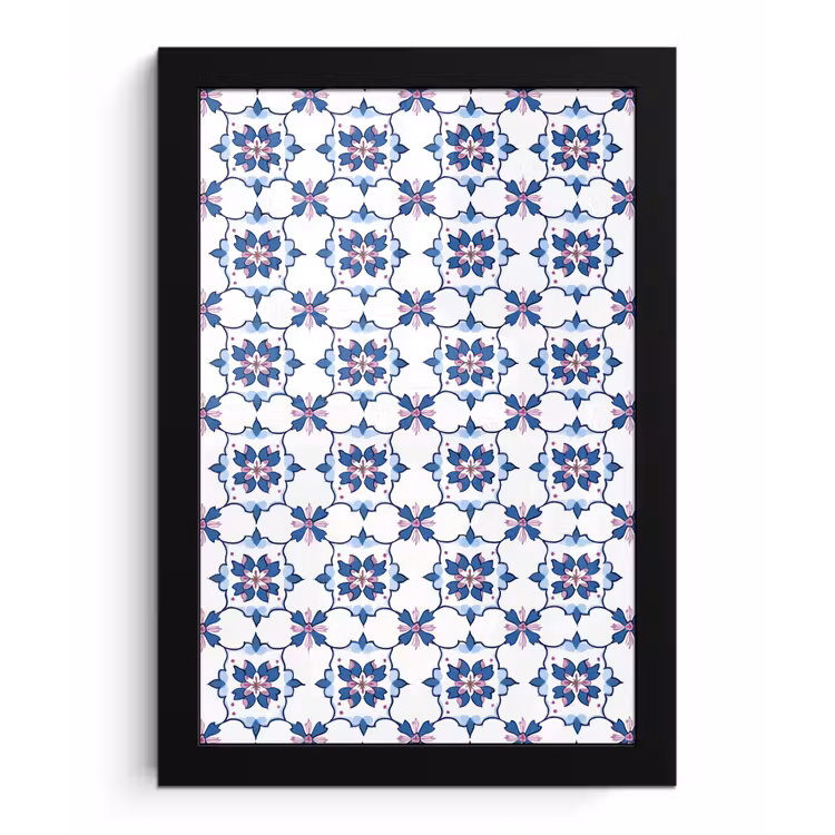 Poster met lijst - Modern - Patroon - Blauw - Roze — 1