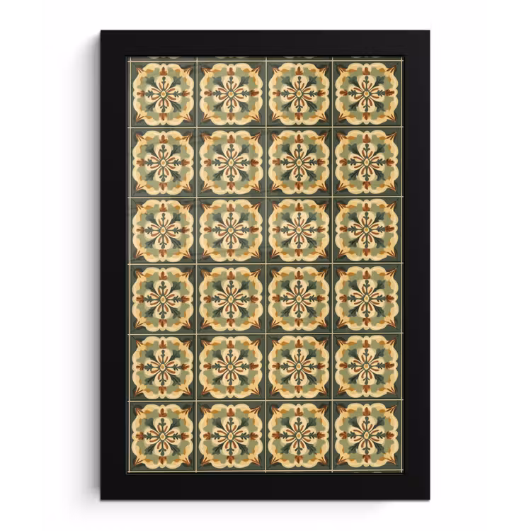 Poster met lijst - Ornament - Patroon - Groen — 1