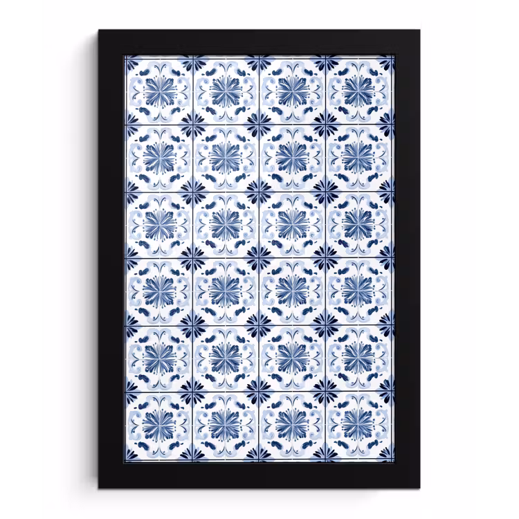 Poster met lijst - Patroon - Tegel - Blauw — 1