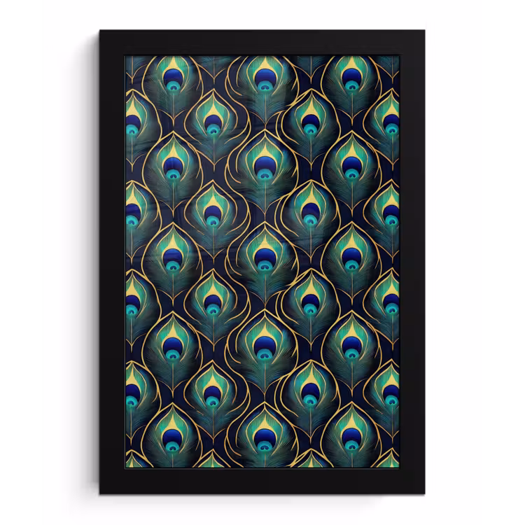 Poster met lijst - Pauw - Veren - Groen — 1