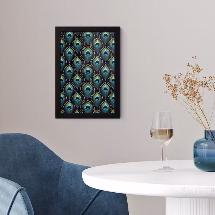 Poster met lijst - Pauw - Veren - Groen — 2