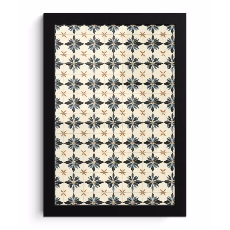 Poster met lijst - Sierlijk - Ornament - Blauw — 1