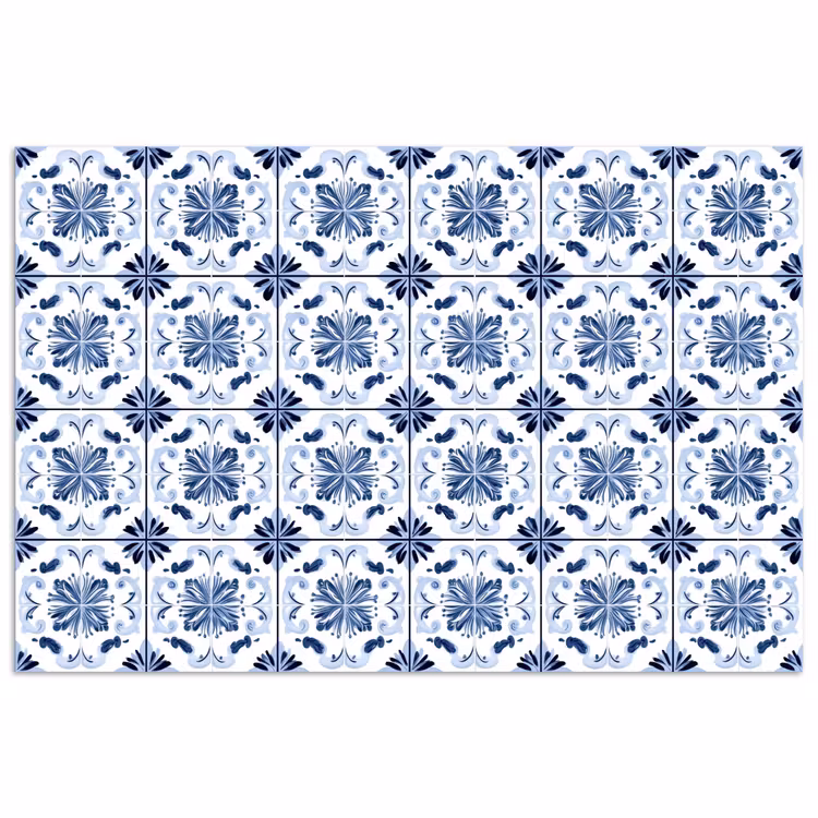 Poster - Patroon - Tegel - Blauw — 1