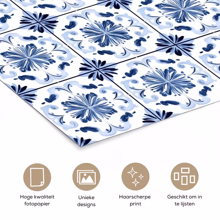 Poster - Patroon - Tegel - Blauw — 5