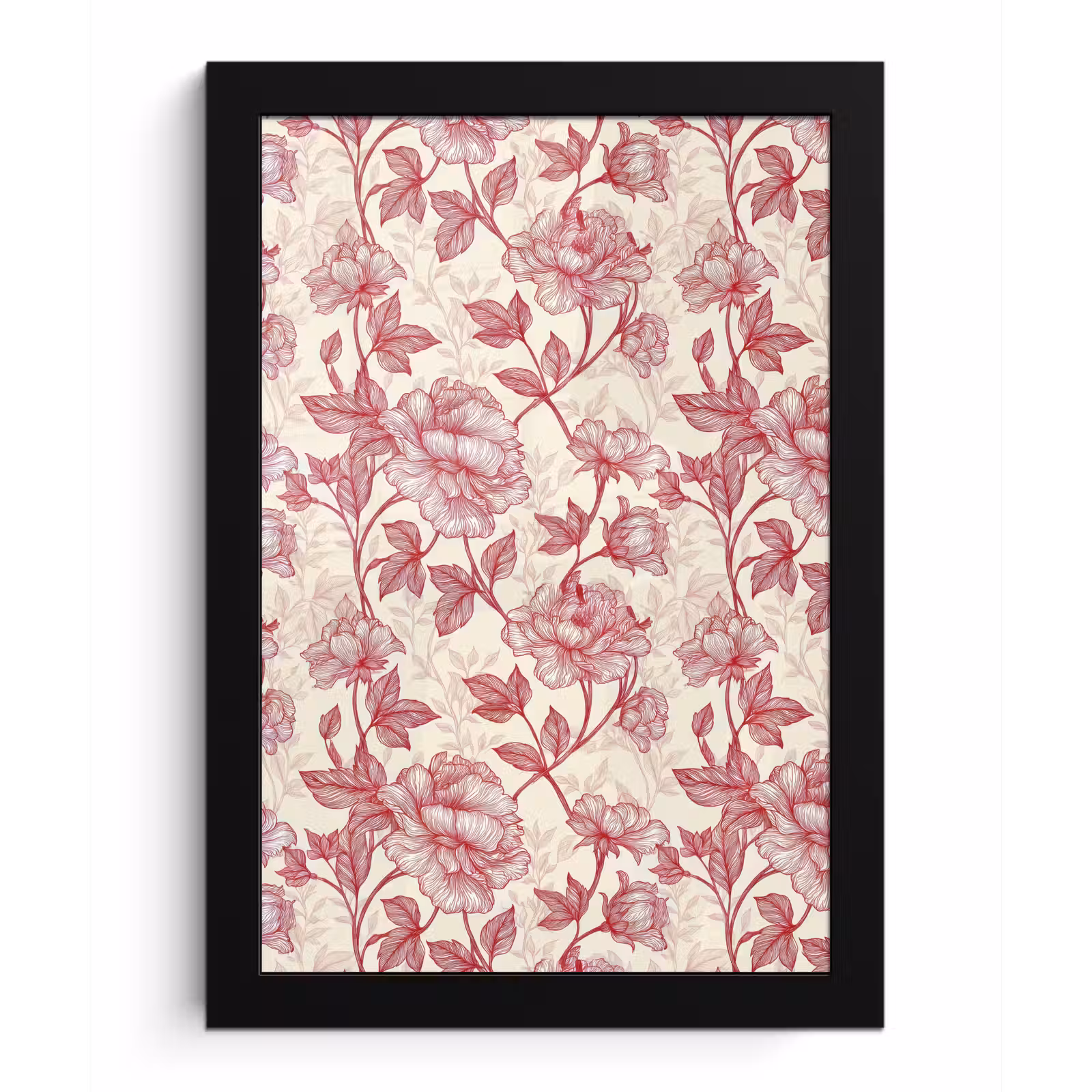 Poster met lijst - Pioenrozen - Modern - Rood — 1