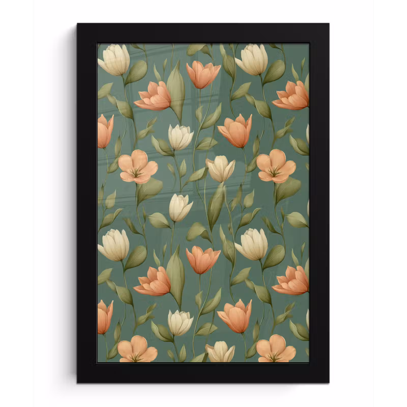 Poster met lijst - Tulpen - Botanisch - Groen — 1