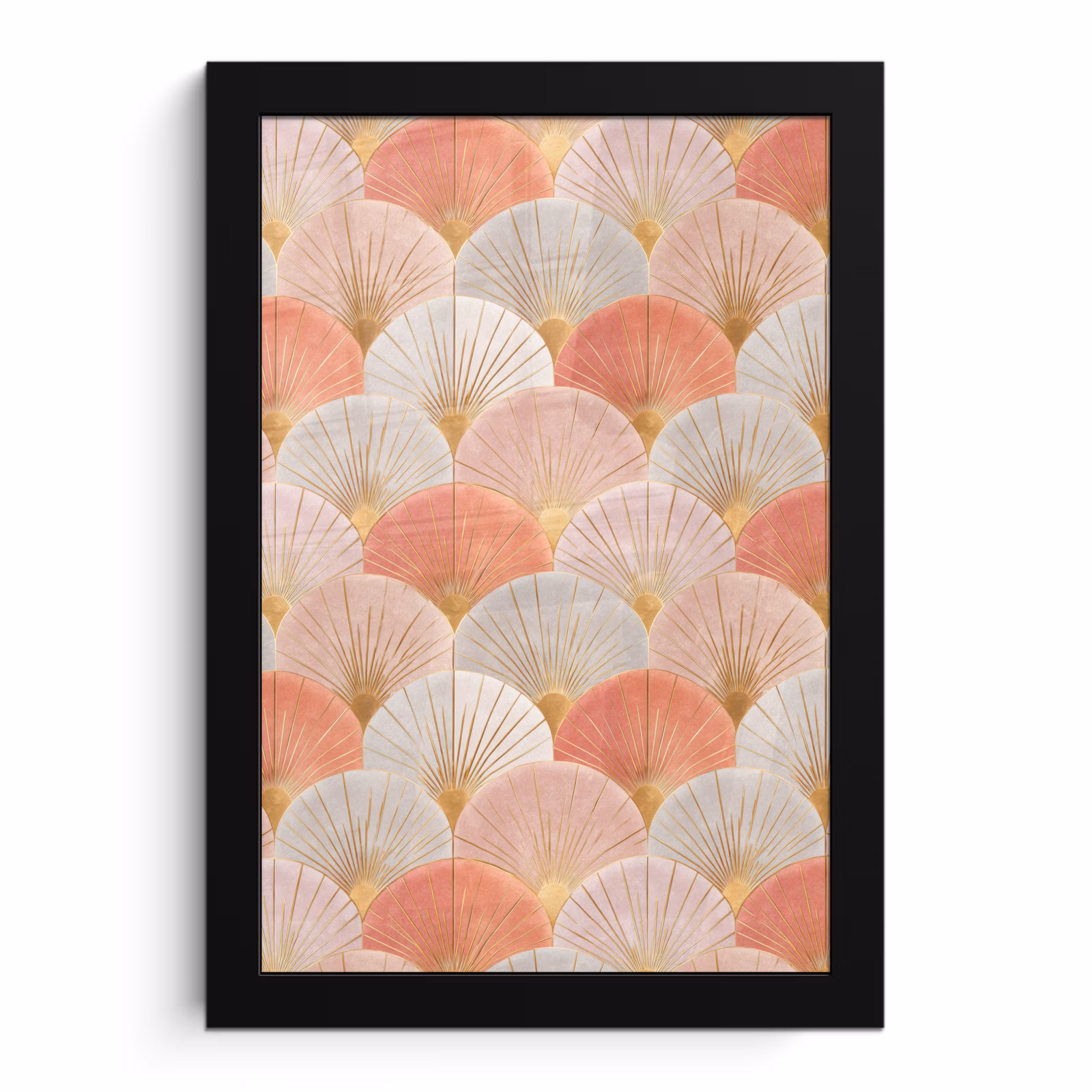 Poster met lijst - Waaiers - Goud - Roze — 1