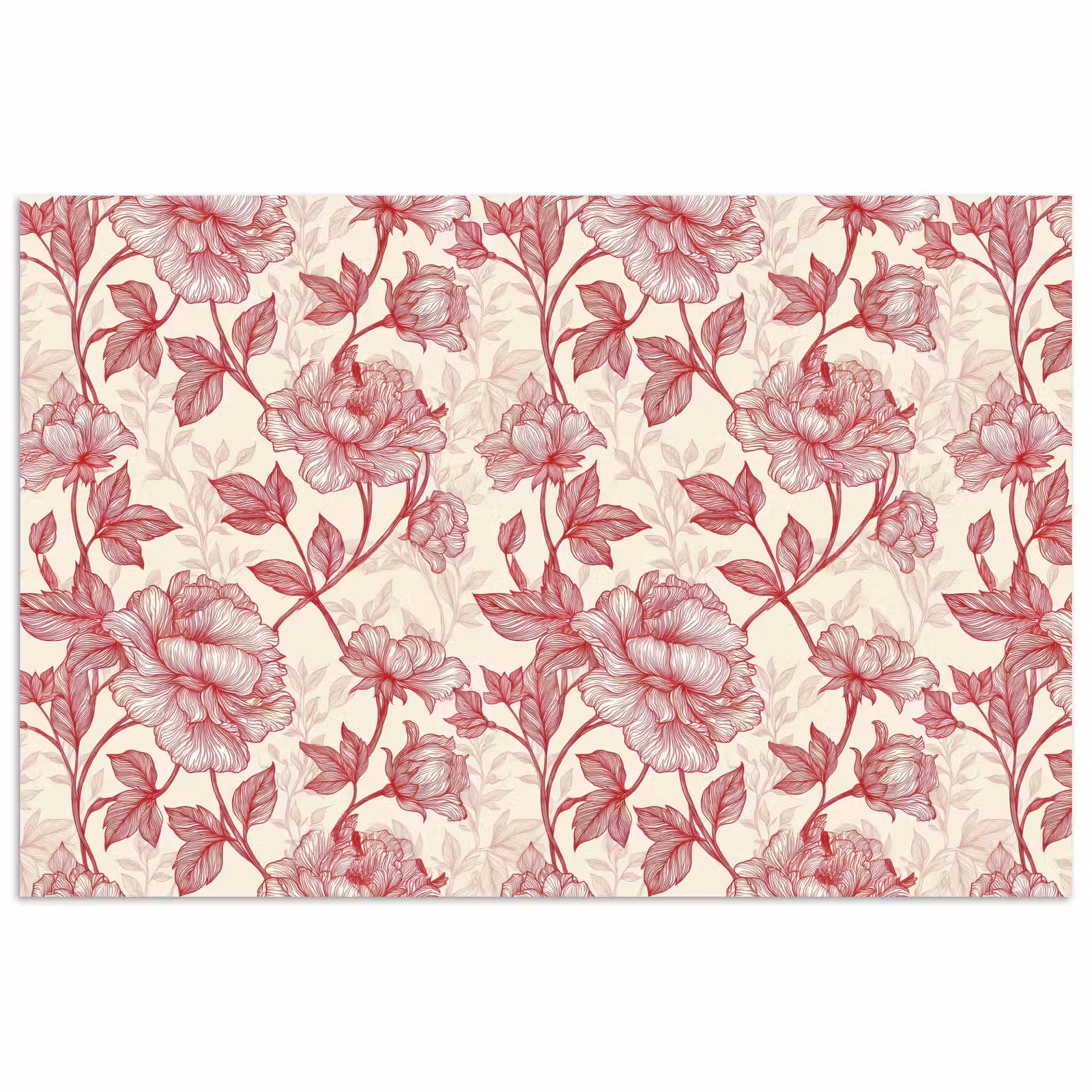 Poster - Pioenrozen - Modern - Rood — 1