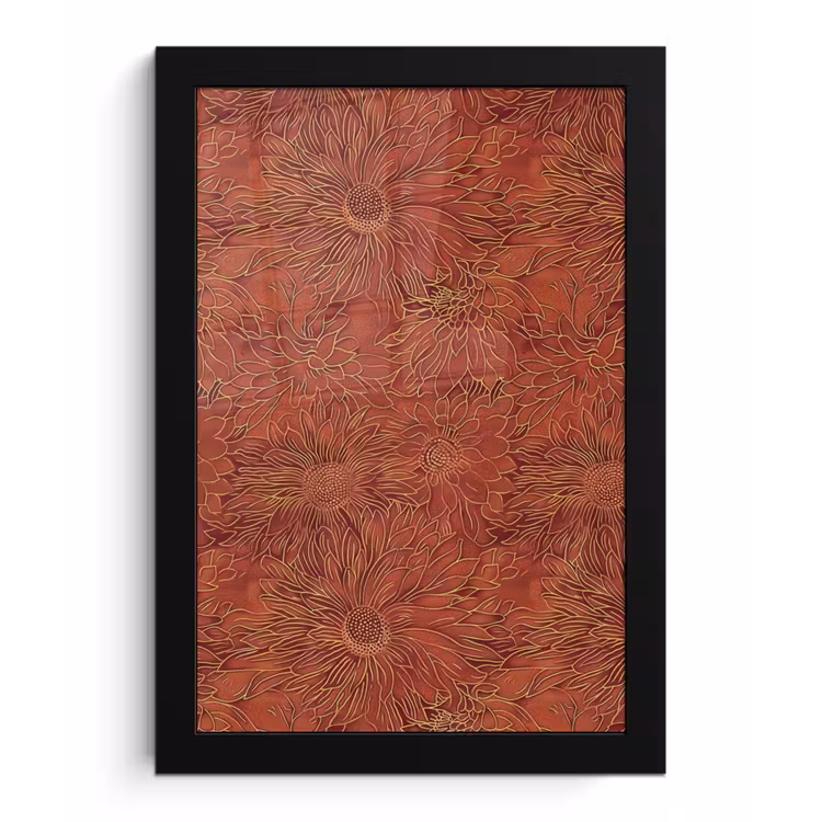 Poster met lijst - Oosters - Bloemen - Terracotta — 1