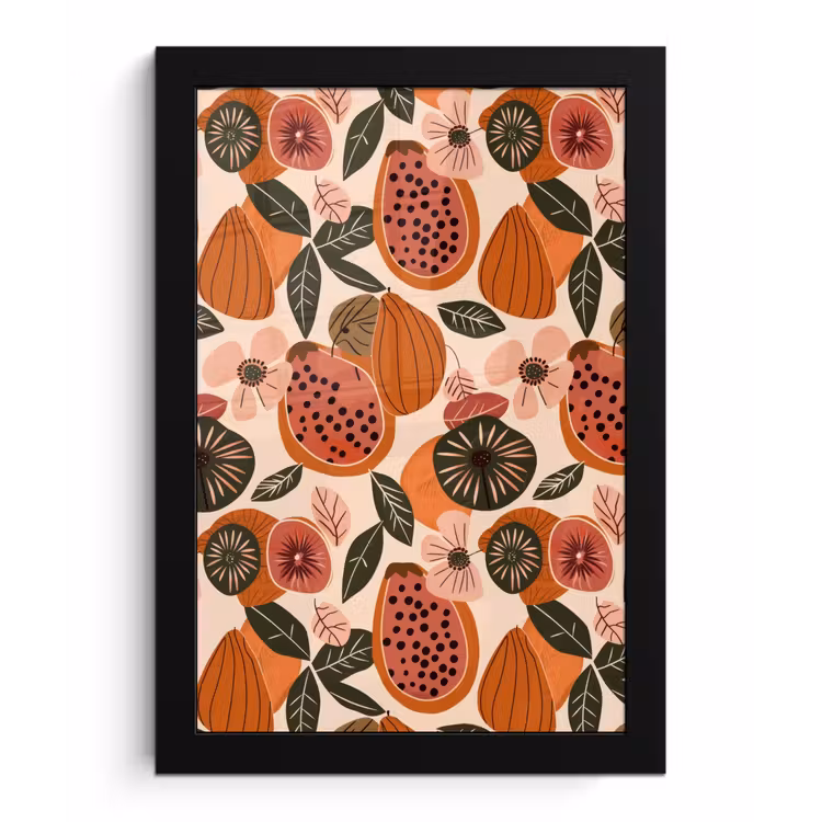 Poster met lijst - Papaja - Bloesem - Oranje — 1