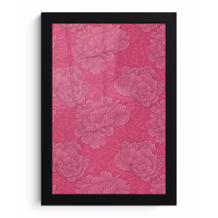 Poster met lijst - Pioenrozen - Energiek - Roze — 1
