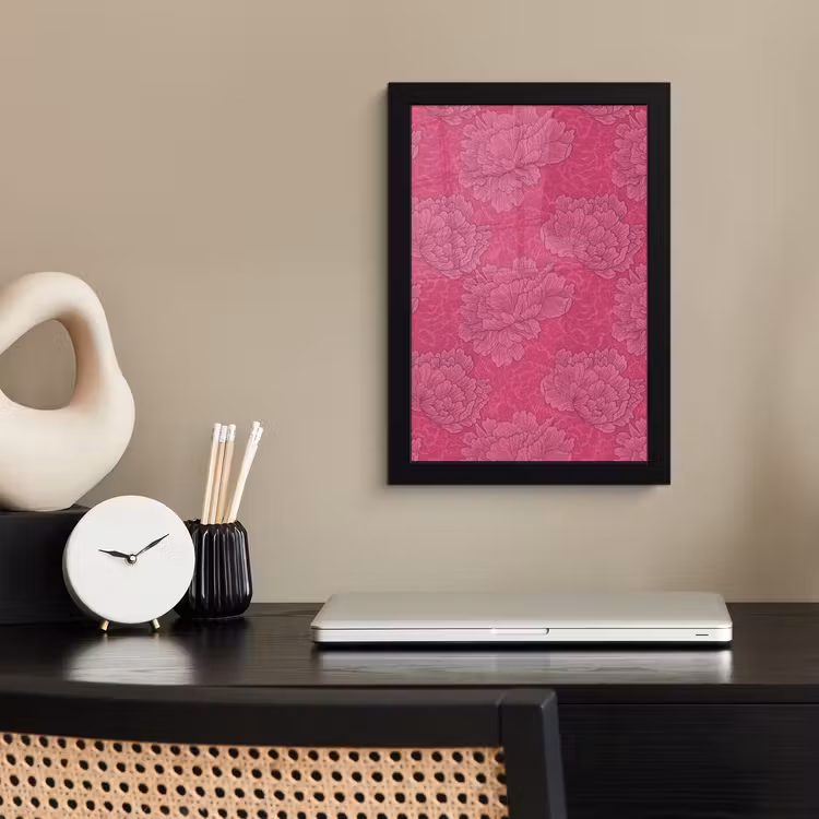 Poster met lijst - Pioenrozen - Energiek - Roze — 3