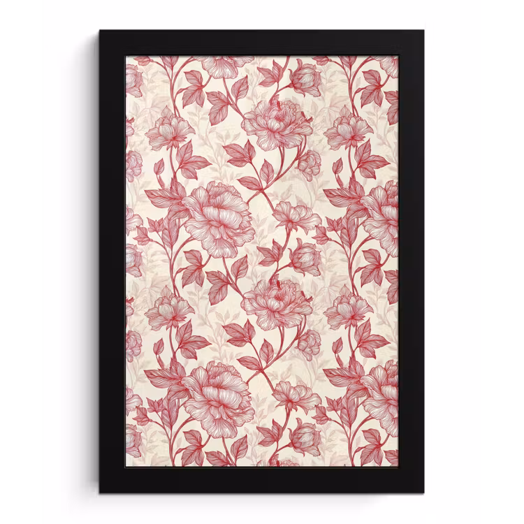 Poster met lijst - Pioenrozen - Modern - Rood — 1