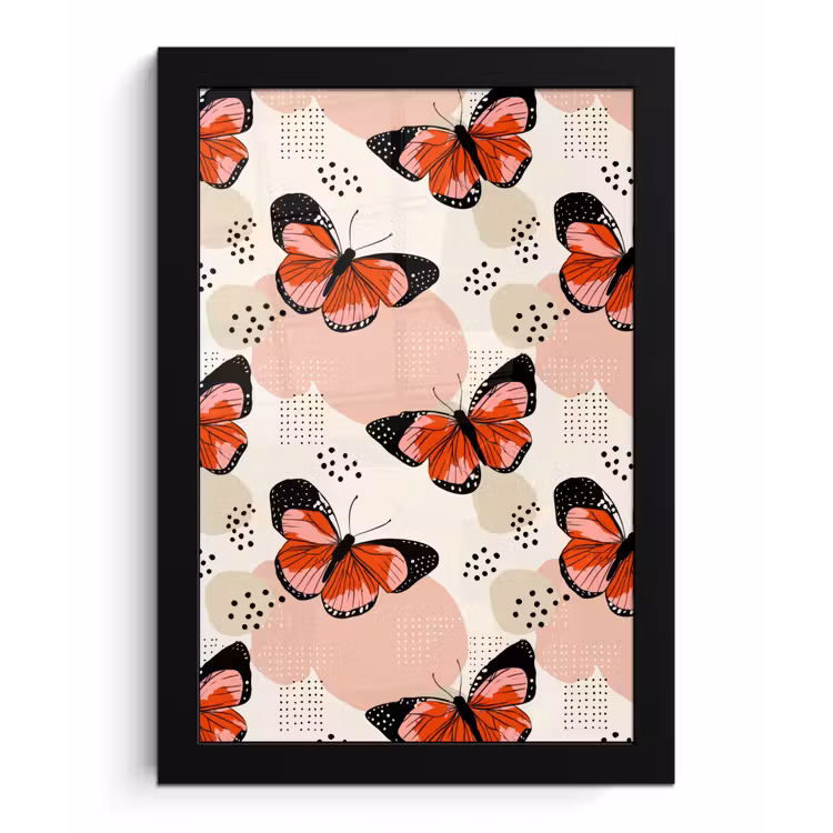 Poster met lijst - Vlinders - Retro - Kleurrijk — 1