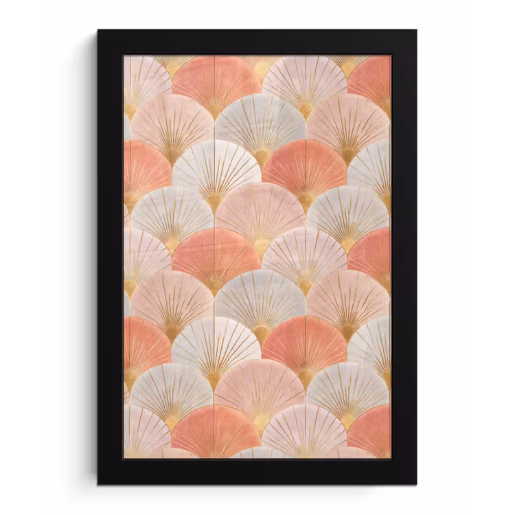 Poster met lijst - Waaiers - Goud - Roze — 1