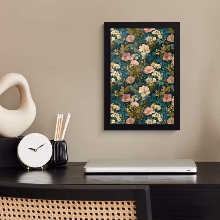 Poster met lijst - Wilde bloemen - Botanisch - Patroon - Roze - Romantisch — 3