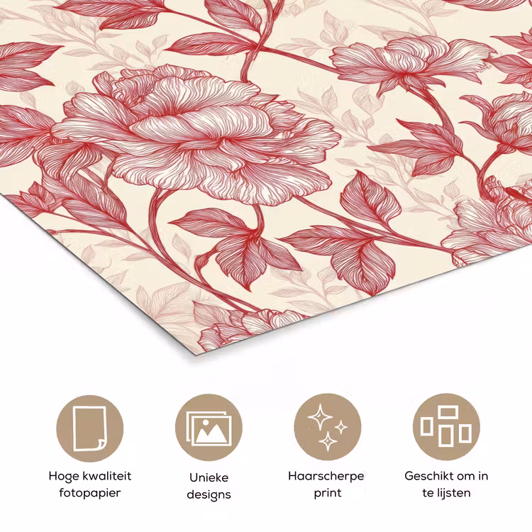 Poster - Pioenrozen - Modern - Rood — 5