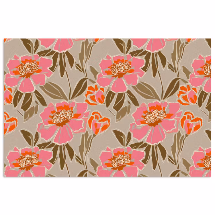 Poster - Pioenrozen - Patroon - Roze — 1