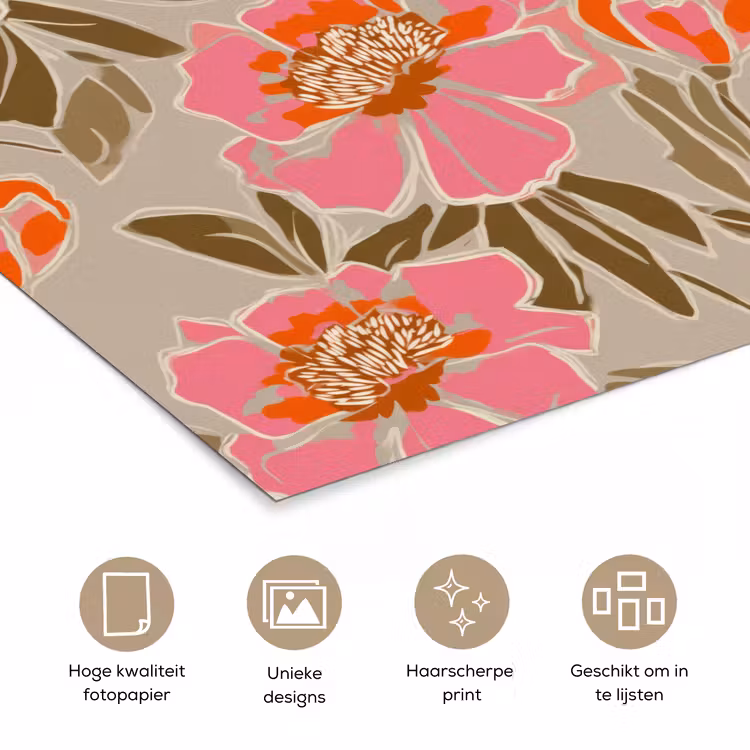 Poster - Pioenrozen - Patroon - Roze — 5