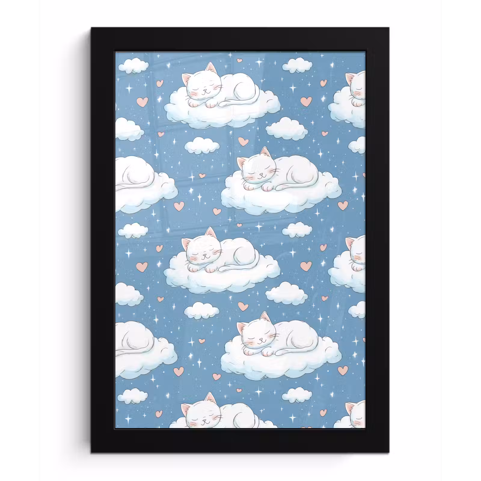 Poster met lijst - Kitten - Wolken - Blauw — 1