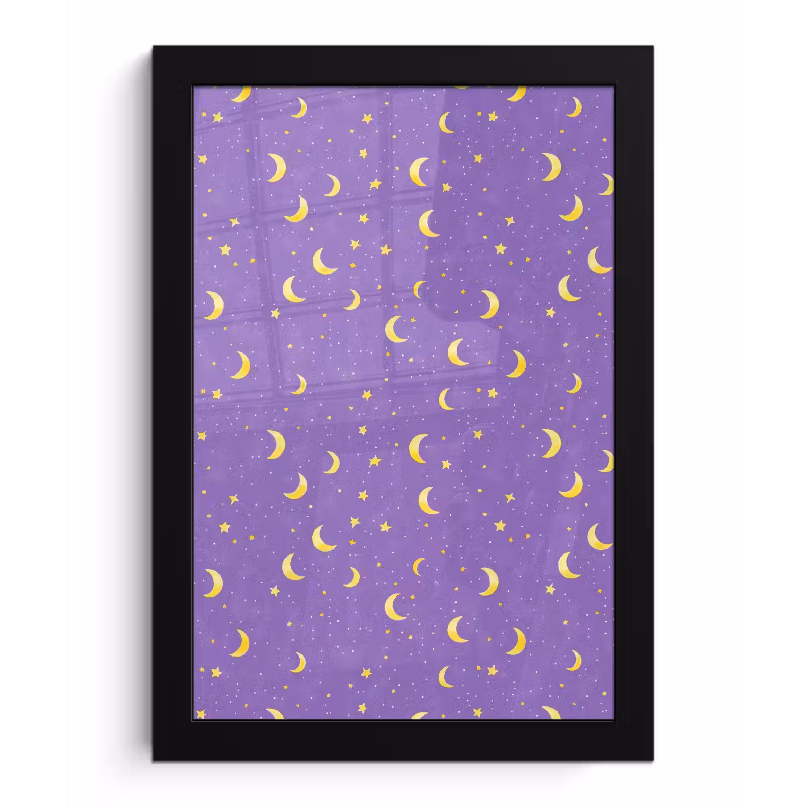 Poster met lijst - Manen - Sterren - Paars — 1