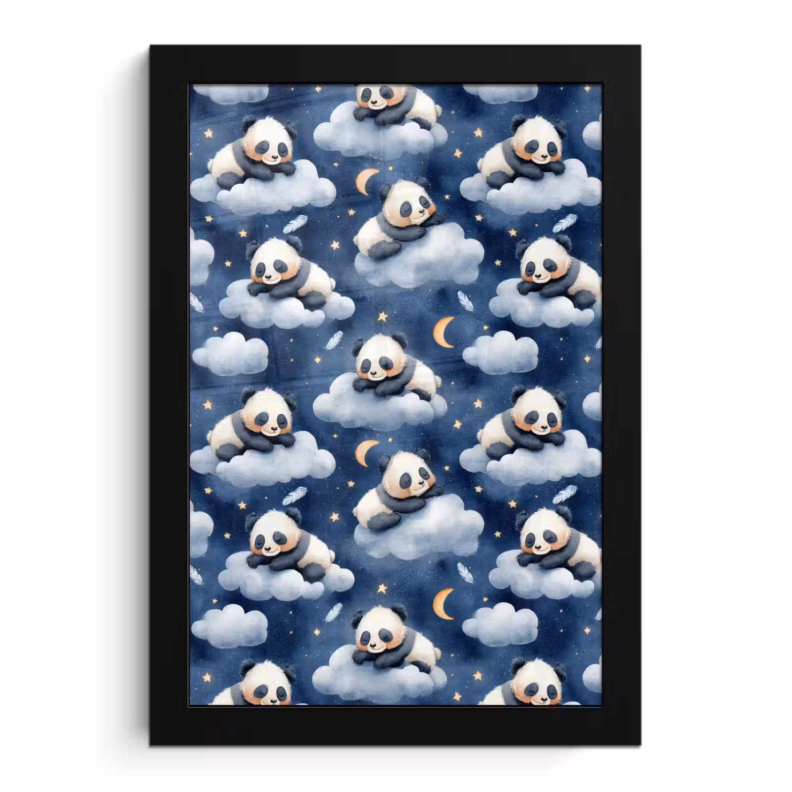 Poster met lijst - Panda's - Slapen - Blauw — 1