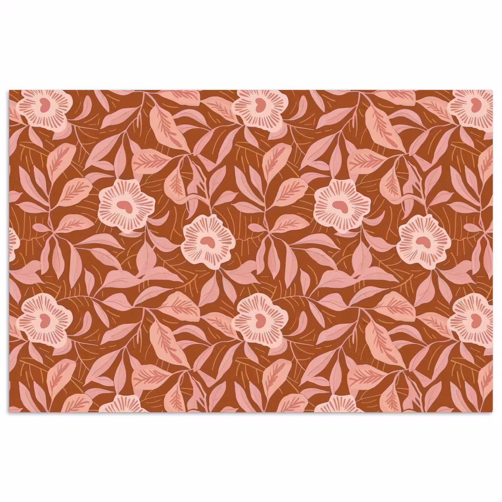 Poster - Patroon - Bladeren - Terracotta — 1