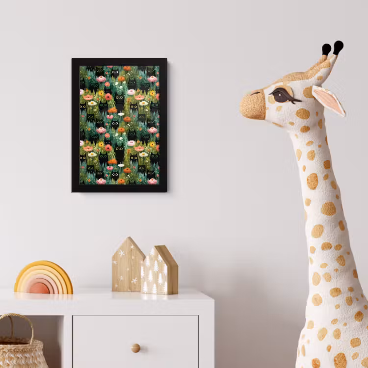 Poster met lijst - Katten - Bloemen - Kleurrijk — 5