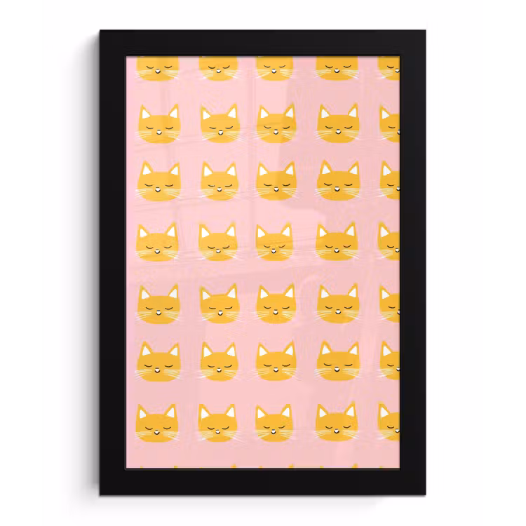 Poster met lijst - Katten - Patroon - Roze — 1