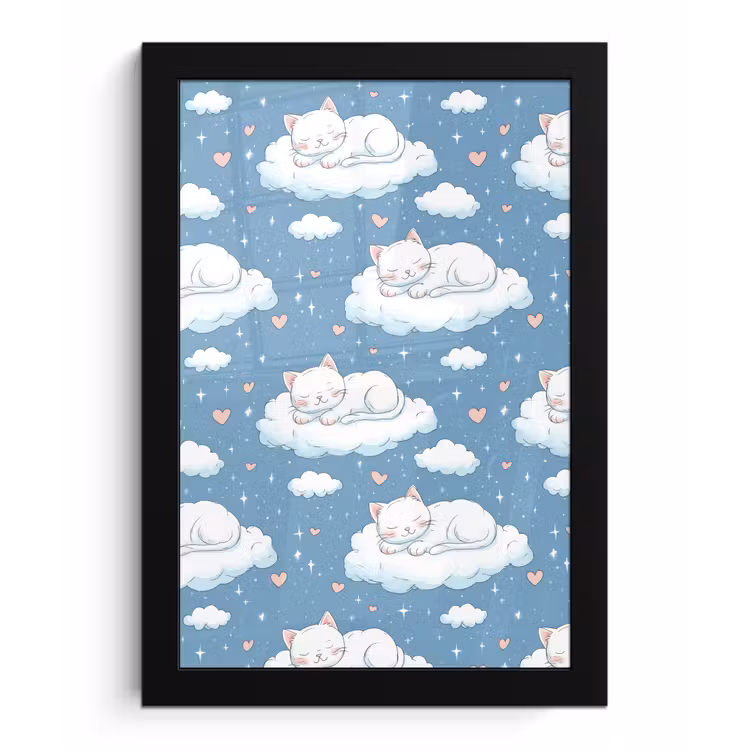 Poster met lijst - Kitten - Wolken - Blauw — 1