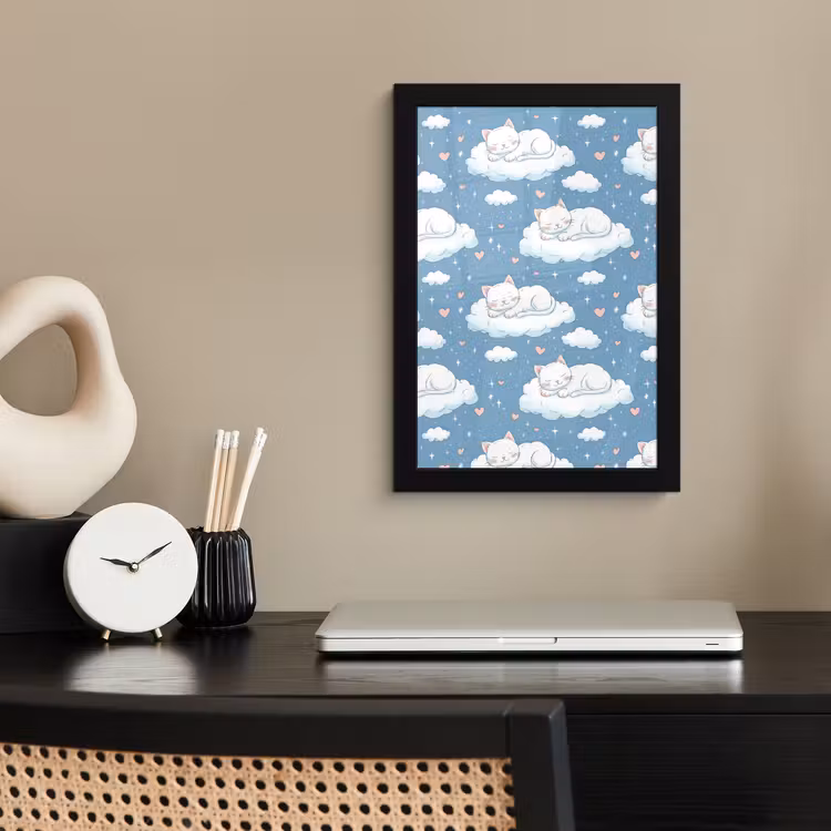 Poster met lijst - Kitten - Wolken - Blauw — 3