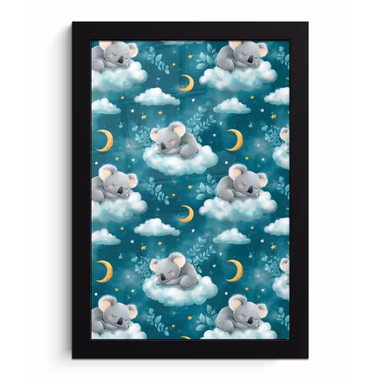 Poster met lijst - Koala's - Betoverend - Blauw — 1