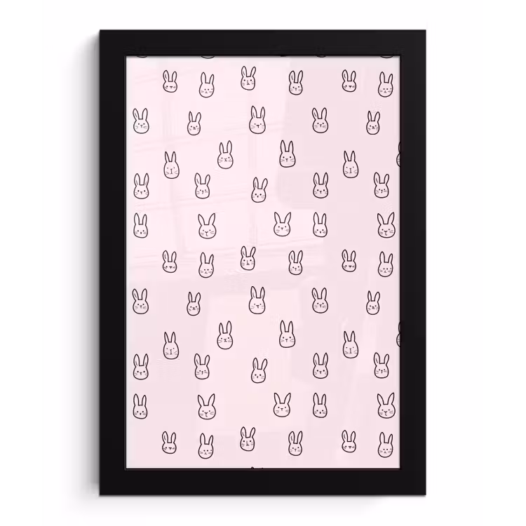 Poster met lijst - Konijnen - Minimalistisch - Roze — 1