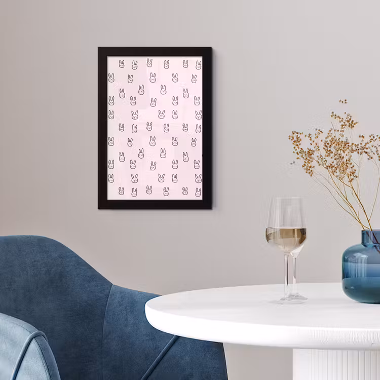 Poster met lijst - Konijnen - Minimalistisch - Roze — 2