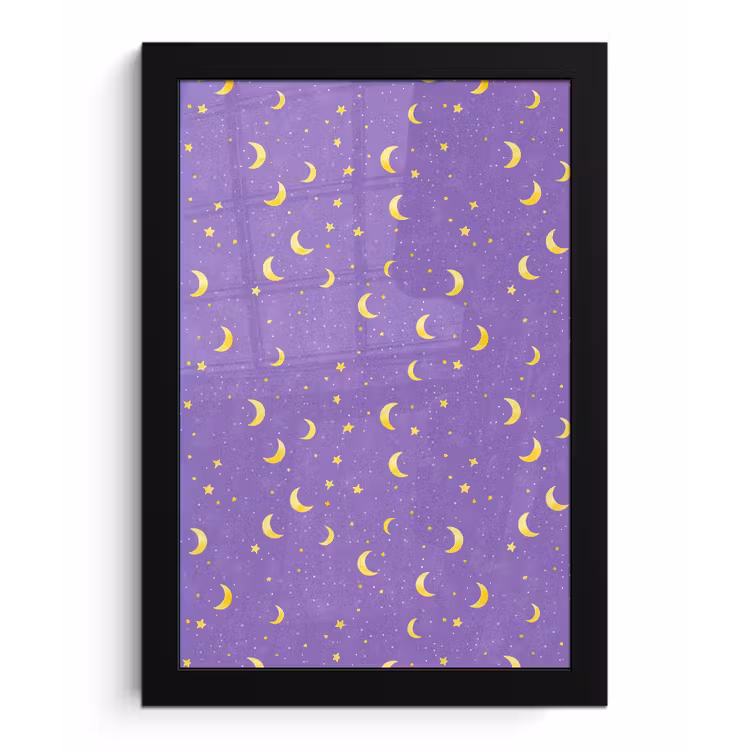 Poster met lijst - Manen - Sterren - Paars — 1