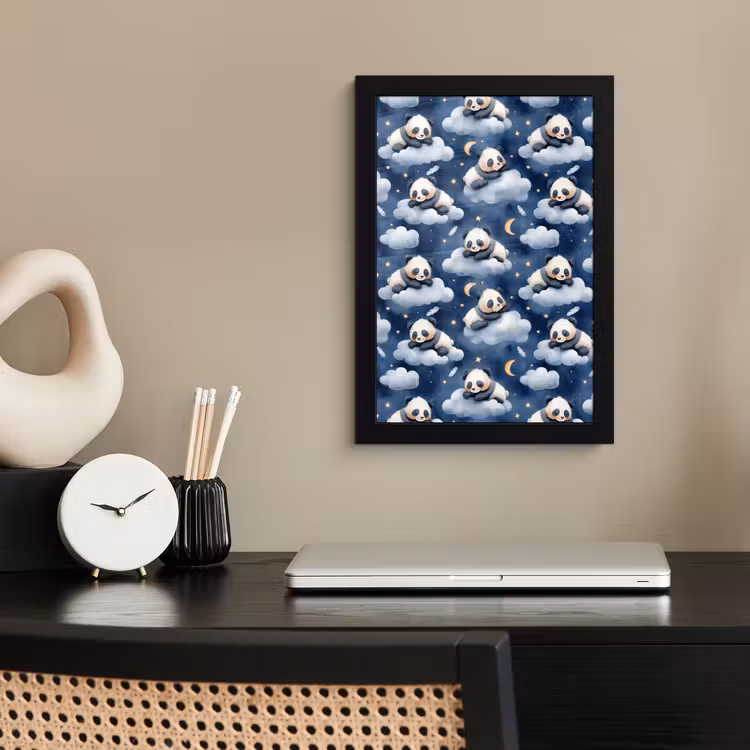 Poster met lijst - Panda's - Slapen - Blauw — 3