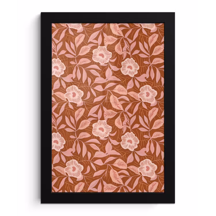 Poster met lijst - Patroon - Bladeren - Terracotta — 1