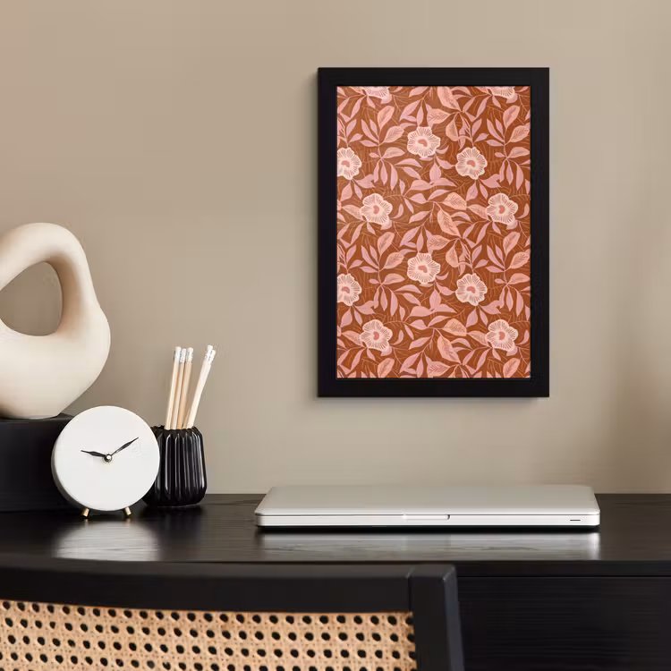 Poster met lijst - Patroon - Bladeren - Terracotta — 3