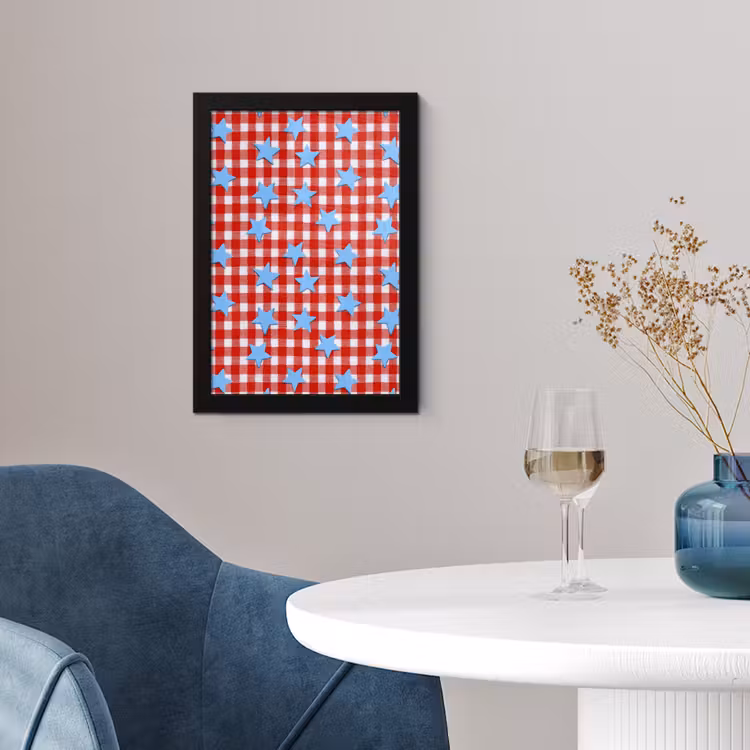 Poster met lijst - Ruit - Sterren - Rood — 2