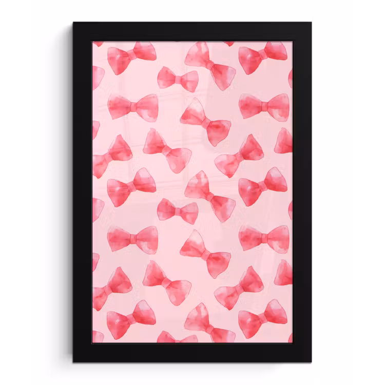 Poster met lijst - Strikken - Aquarel - Roze — 1