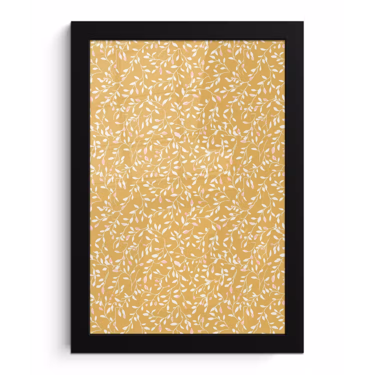 Poster met lijst - Takjes - Patroon - Oker — 1