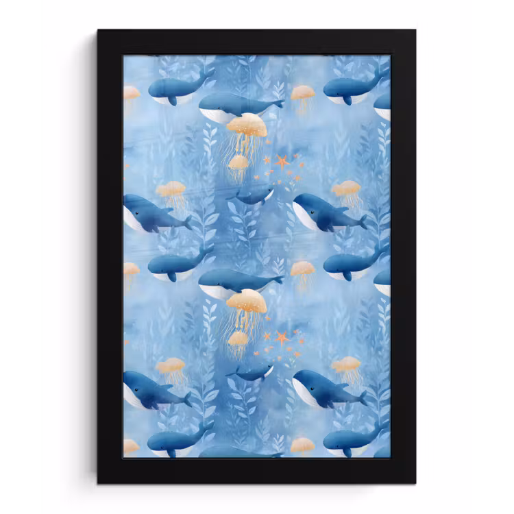 Poster met lijst - Walvissen - Oceaan - Blauw — 1