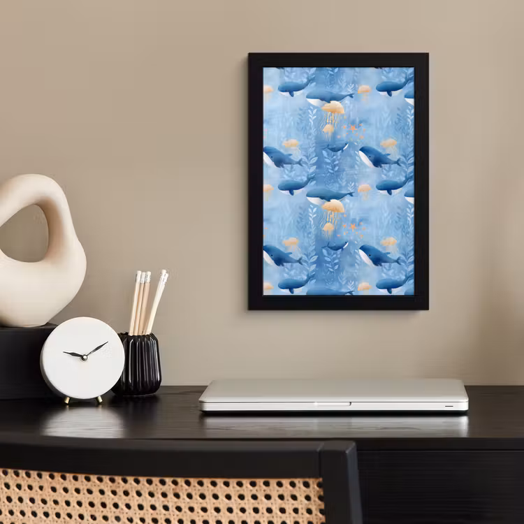 Poster met lijst - Walvissen - Oceaan - Blauw — 3