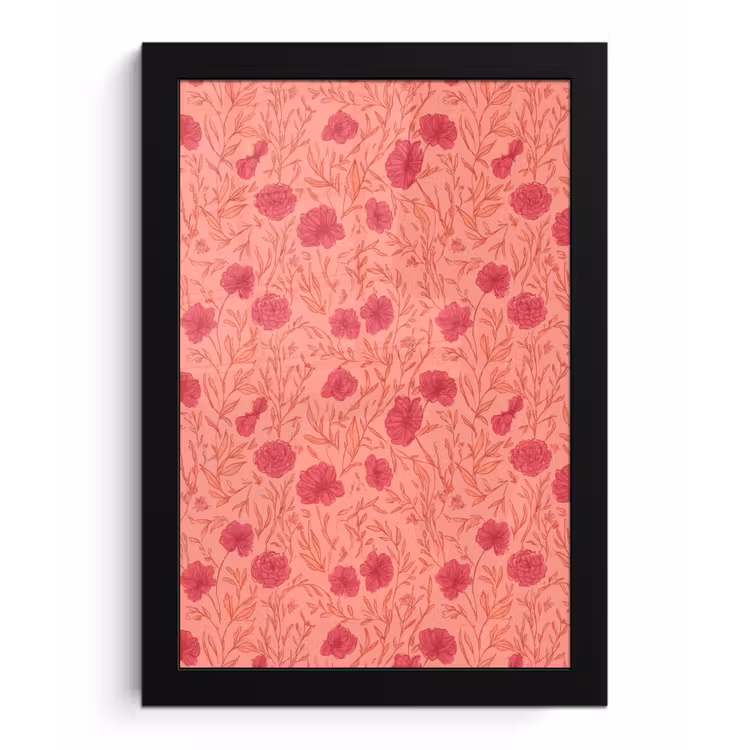 Poster met lijst - Weidebloemen - Romantisch - Roze — 1